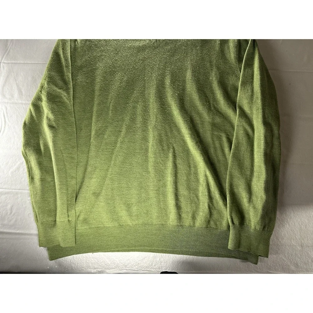 VTG Banana Republic Sweater Mens XXL Olive Green 100% Merino Wool V-Neck Classic